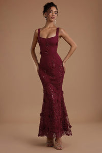 Zarelle Wine Maxi Dress