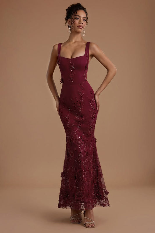 Zarelle Wine Maxi Dress