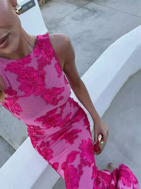Autumn Printed Female Long Dress Patchwork Sleeveless Slim Elegant