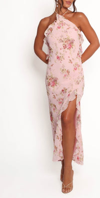 Patricia Ruffle Detail Halter Neck Maxi Dress (Women)