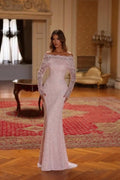 Off The Shoulder Sleeveless Long Mermaid Prom Dress With Lace And