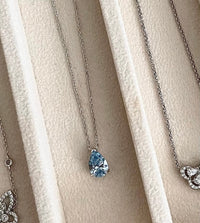 Ice Blue D Teardrop Necklace
