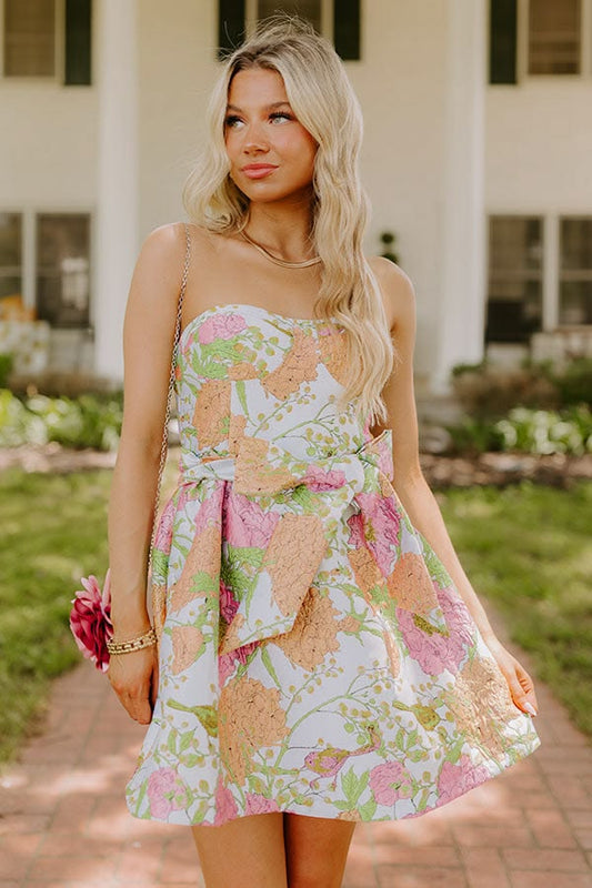 Green Botanical Belle Jacquard Mini Dress