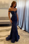 Off The Shoulder Mermaid Evening Dress Lace Prom Dress Long