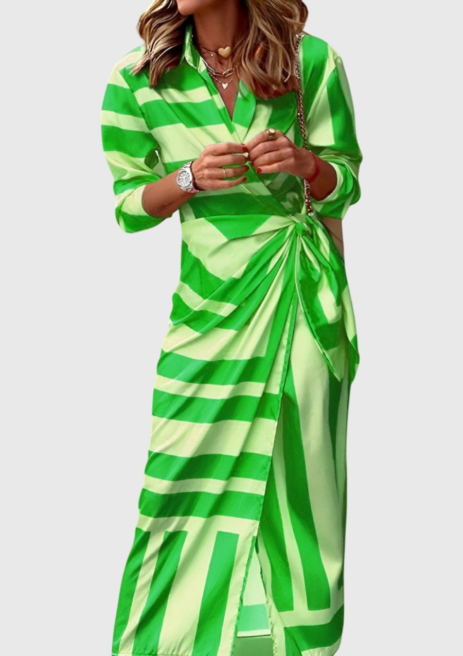 Everly | Elegant Wrap Dress With Print Green