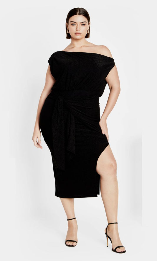 Paloma Metallic Midi Dress Black
