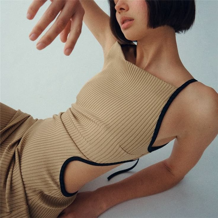 Y2K Cut Out Maxi Dress Khaki