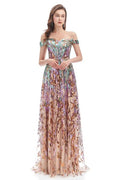 Mermaid Strapless Off The Shoulder Sequined Floor Length Sleeveless