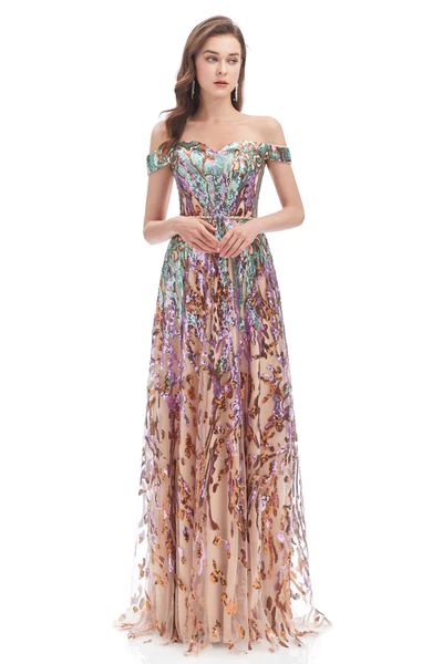 Mermaid Strapless Off The Shoulder Sequined Floor Length Sleeveless