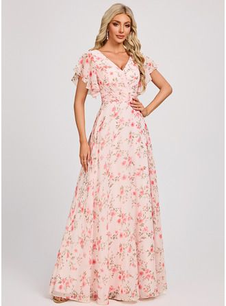 A Line Ruffle Chiffon Dress Bridesmaid Dress