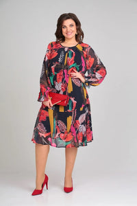 Aria – Modern Floral Midi Dress