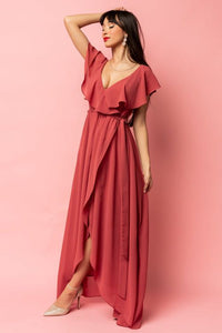 Ramona Maxi Dress Terracotta V Neck Slit