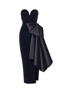 Velvet Corset Midi Dress With Bows