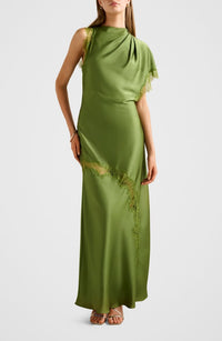 Kody One Shoulder Satin & Lace Gown (Women)