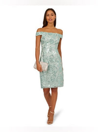 Adrianna Papell Dress Adrianna Papell Off Shoulder Sequin Sheath Dress