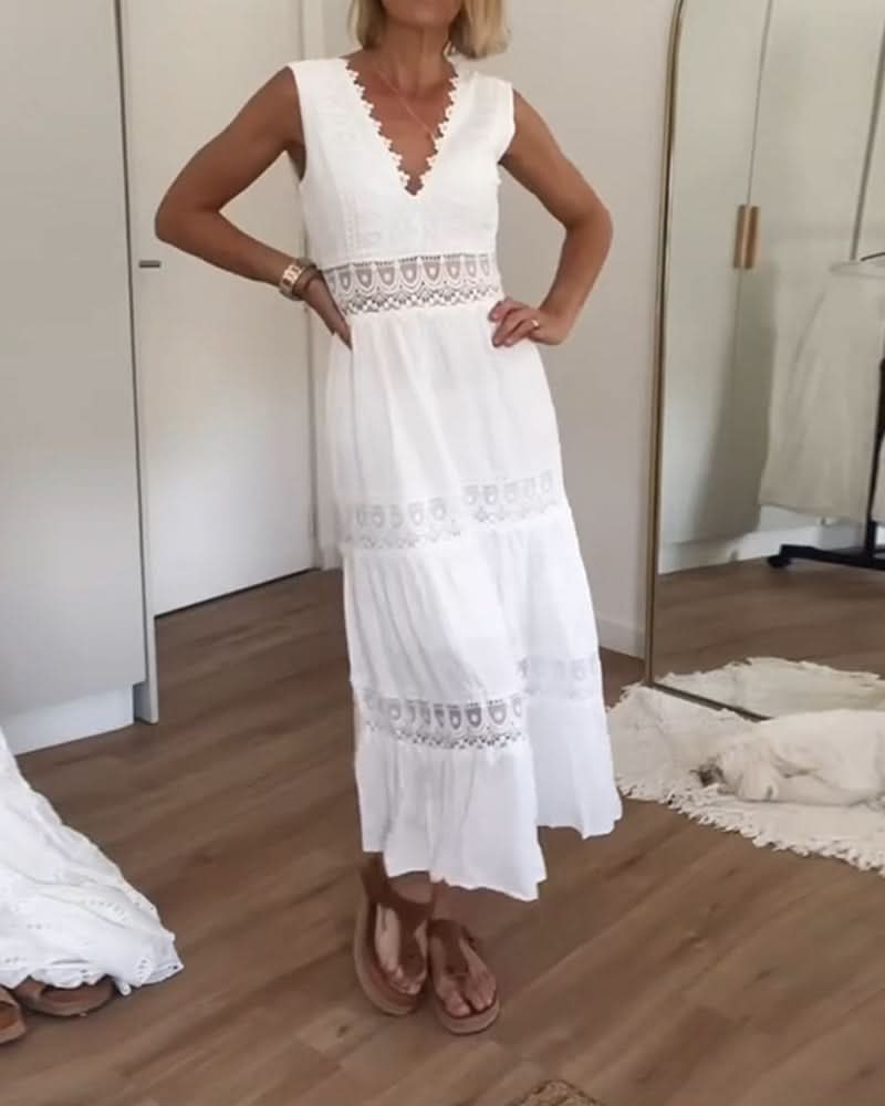 Aubrey - Lace V-Neck Maxi Dress