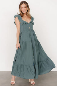 Ellie Ruffle Top Dress Terracotta