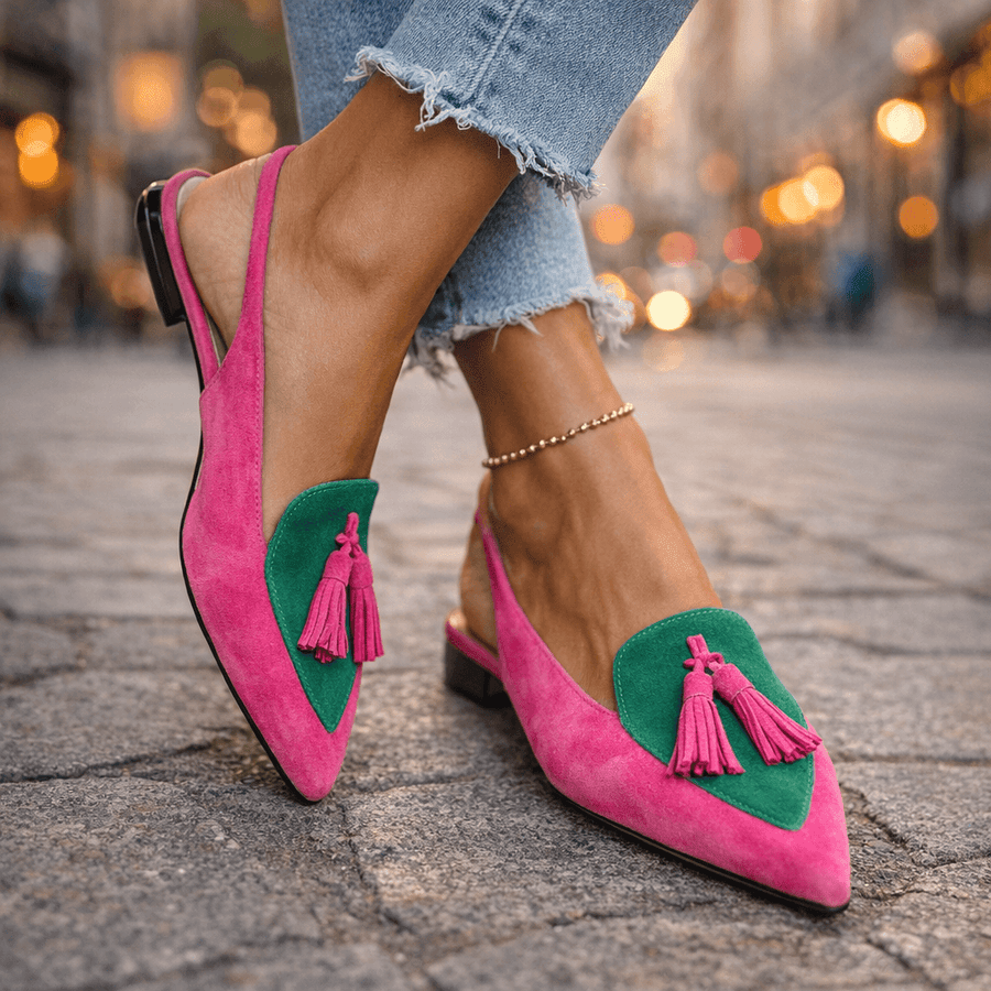 Fabienne - Suede Tassel Strap Sandals