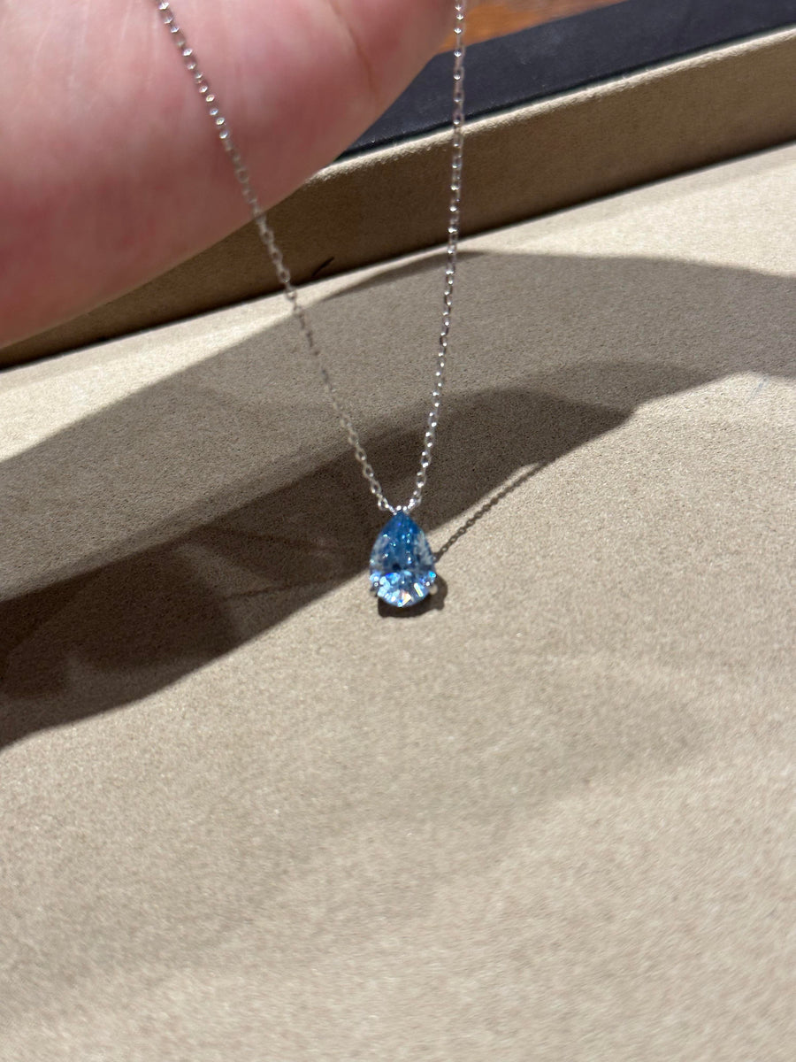 Ice Blue D Teardrop Necklace