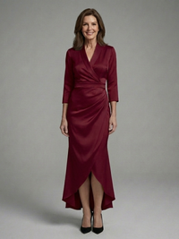 Coralie - Long-Sleeve Midi Dress with Front Closure