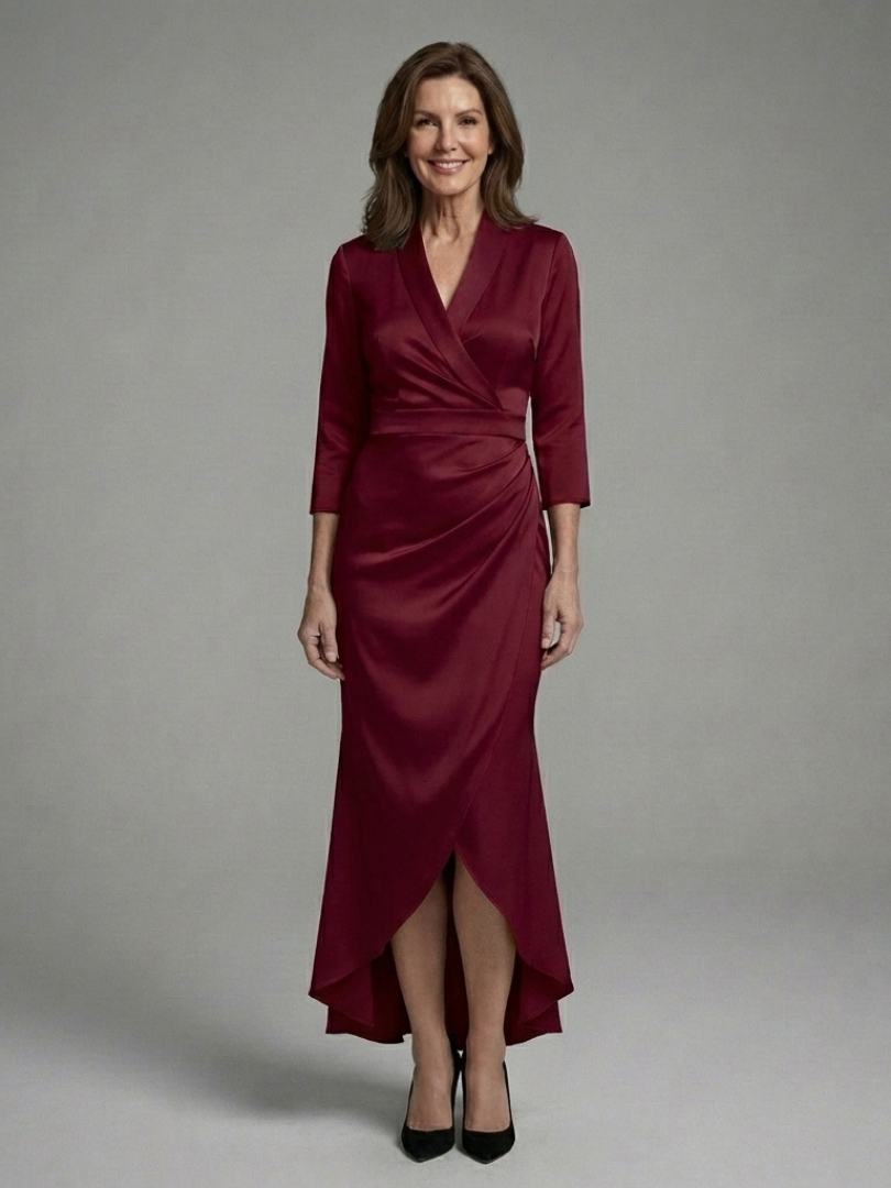 Coralie - Long-Sleeve Midi Dress with Front Closure