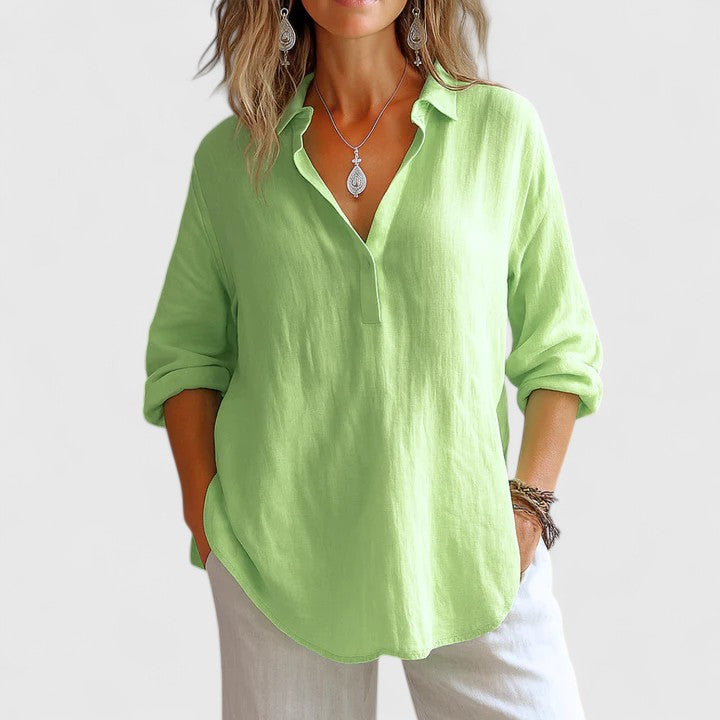 Franzina | Comfortable Linen Blouse Green