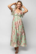 Eliana Maxi Dress Sage + Rose Floral