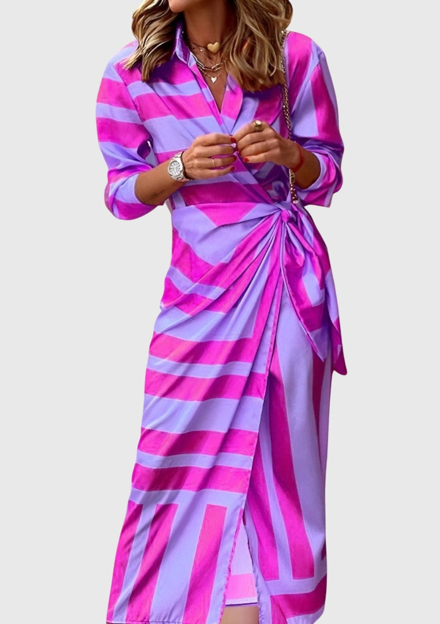 Everly | Elegant Wrap Dress With Print Purple