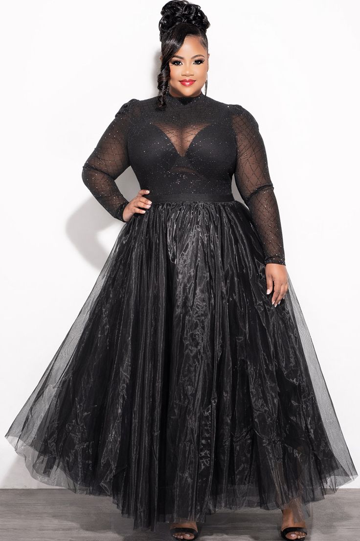 Plus Size Maxi Tulle Tutu Skirt In Black (Skirt Only) 2x 18