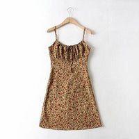 Foridol Strap Sleeveless Print Boho Summer Dress Long Green Floral