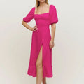 Dress Hot Pink Fushia Belgium Linen Dress Summer Wedding Guest Color: