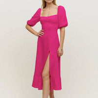Dress Hot Pink Fushia Belgium Linen Dress Summer Wedding Guest Color: