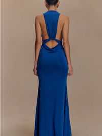 Dress Deep Blue Sleeveless V Neck Maxi Dress Color: Blue Size: Xl