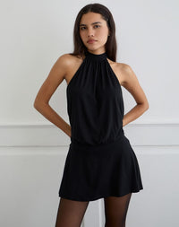 Vaklina Mini Dress In Rayon Jersey Black
