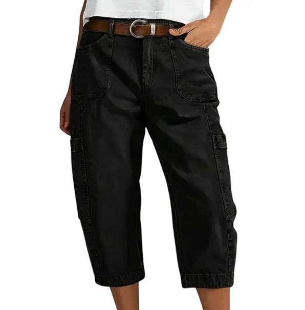 Nina - Casual Cargo Capri Trousers with Pockets
