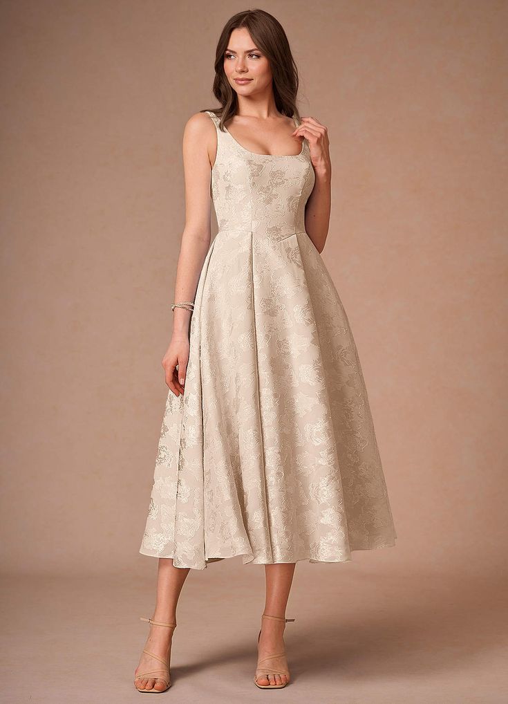 Briac Cream A Line Midi Dress