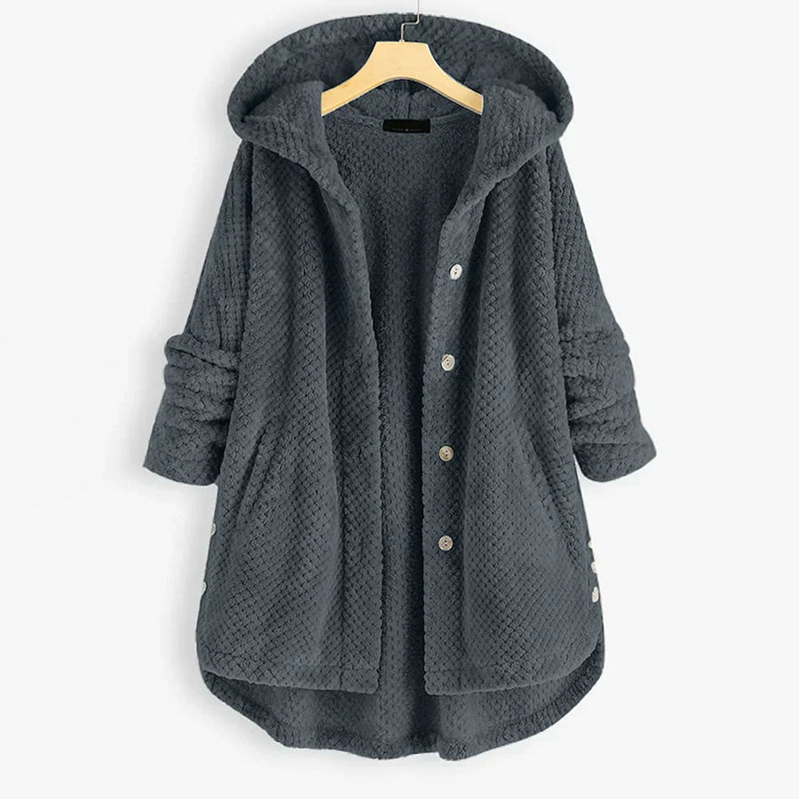 Niah - Cosy Hooded Coat Grey