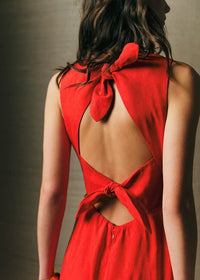 Malina Dress - Coral - Linen - Octobre Éditions