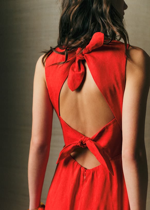Malina Dress - Coral - Linen - Octobre Éditions