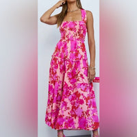 Dress Wander To The Sun Midi Color: Pink Red Size: 4