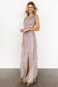 Arlene Shimmer Gown Dusty Lilac & Rose Gold