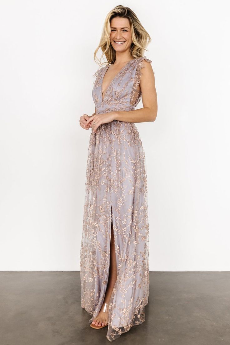 Arlene Shimmer Gown Dusty Lilac & Rose Gold