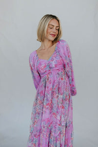 Purple Rain Floral Midi Small Dress
