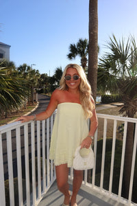 Palms Mini Dress Light Yellow Large
