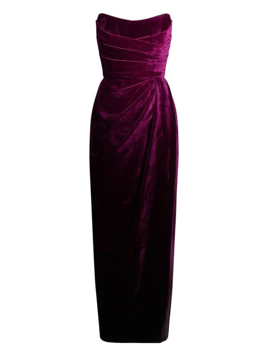 Elie Saab Velvet Midi Dress Purple