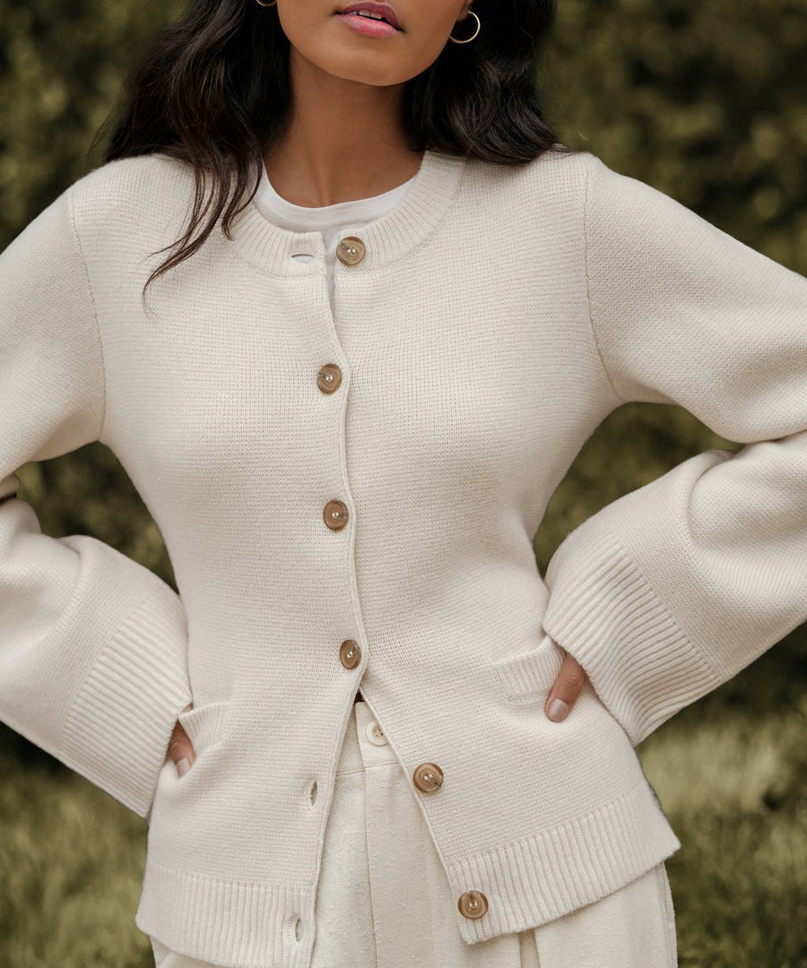 Alvara Button-Front Straight Cardigan