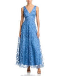 Eliza J 3D Flower V Neck Gown Slate