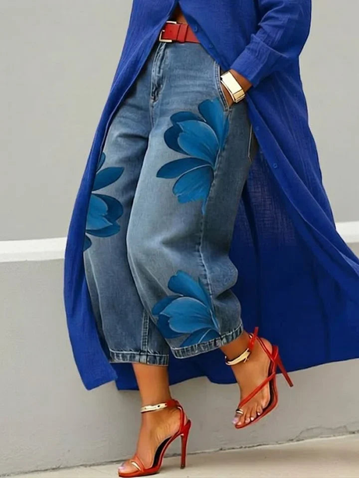 Maud - Shirt Dress and Floral Jeans Set
