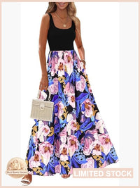 Boho Floral Maxi Sundress Sleeveless Flowery Vacation Beach Wedding