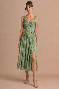 Jessamy Green Floral Midi Dress